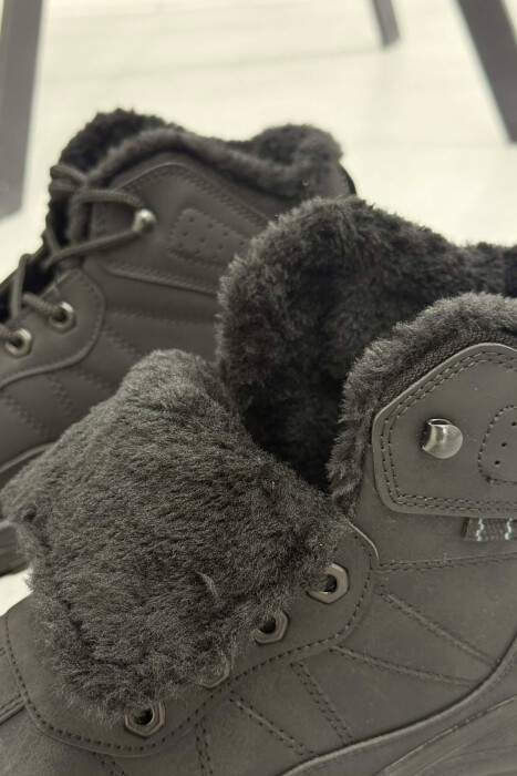 FLUFFY HIGH NECK MEN SHOES BLACK-BLACK/ZZ - 2