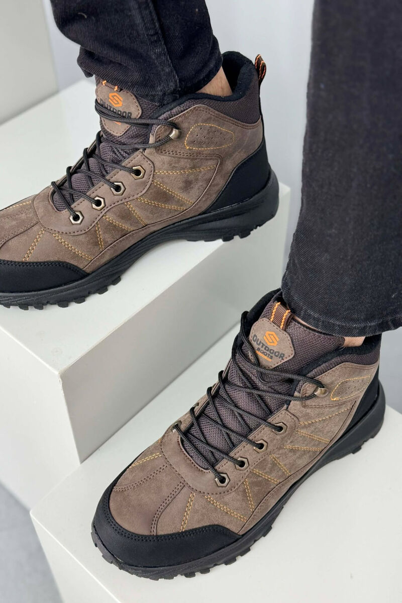 FLUFFY HIGH NECK MEN SHOES BROWN/KAFE - 2