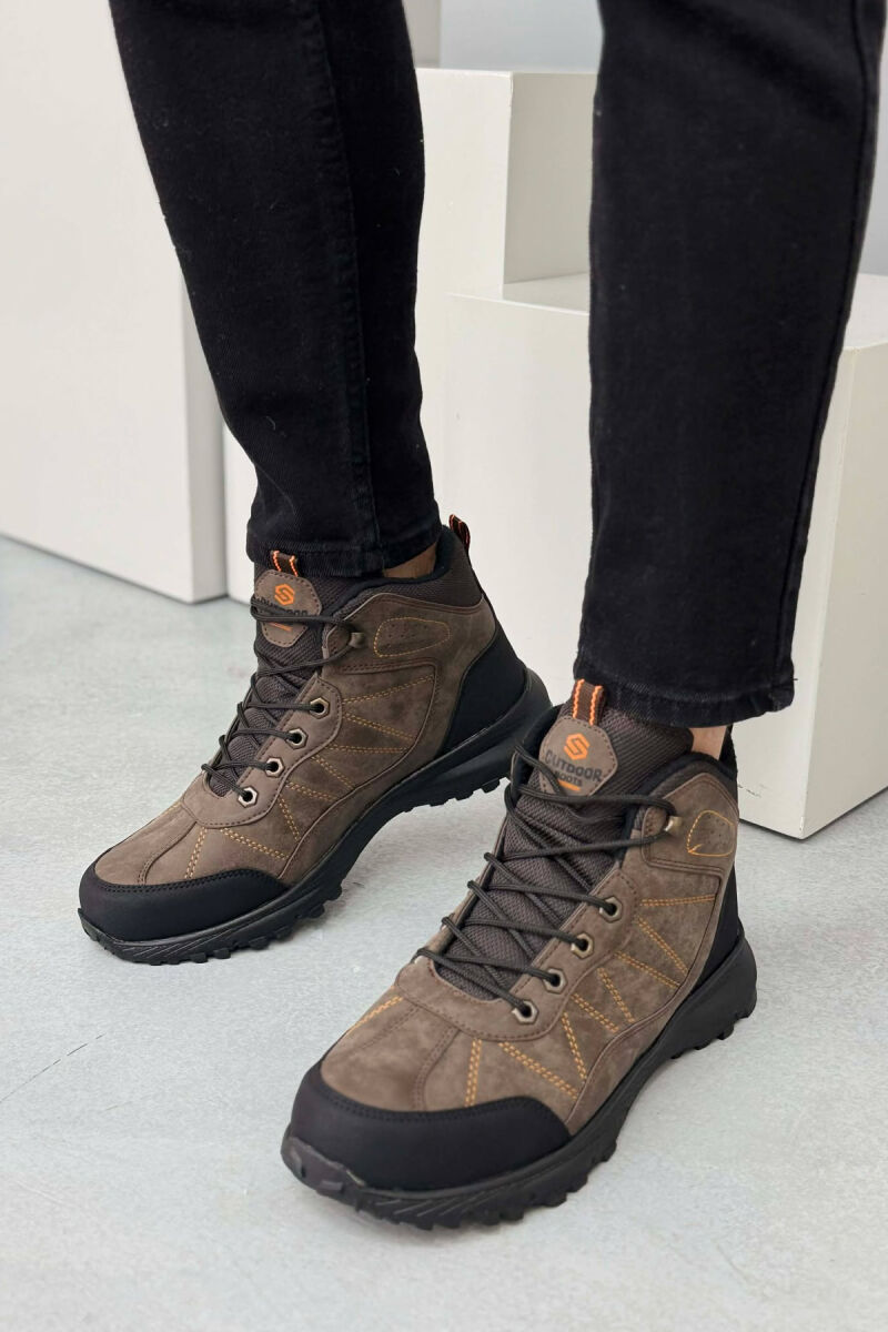 FLUFFY HIGH NECK MEN SHOES BROWN/KAFE - 4