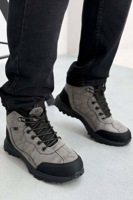 FLUFFY HIGH NECK MEN SHOES GREY/GRI - 1