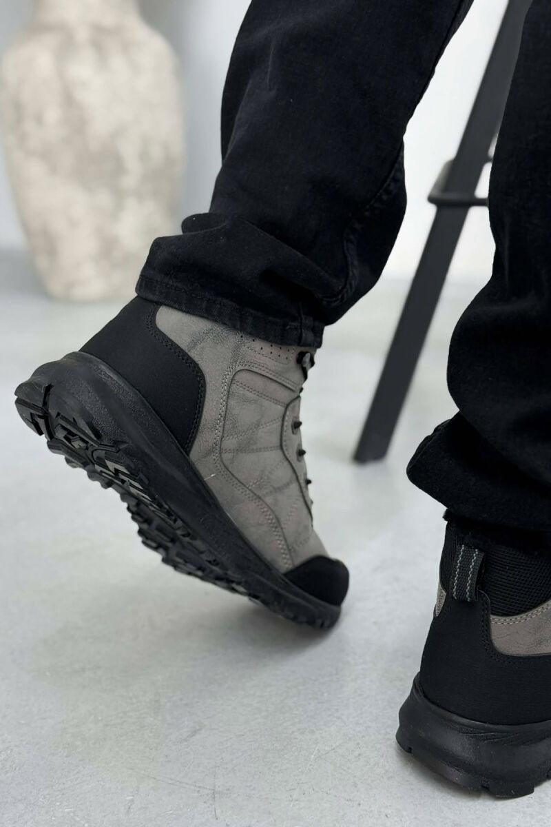 FLUFFY HIGH NECK MEN SHOES GREY/GRI - 4