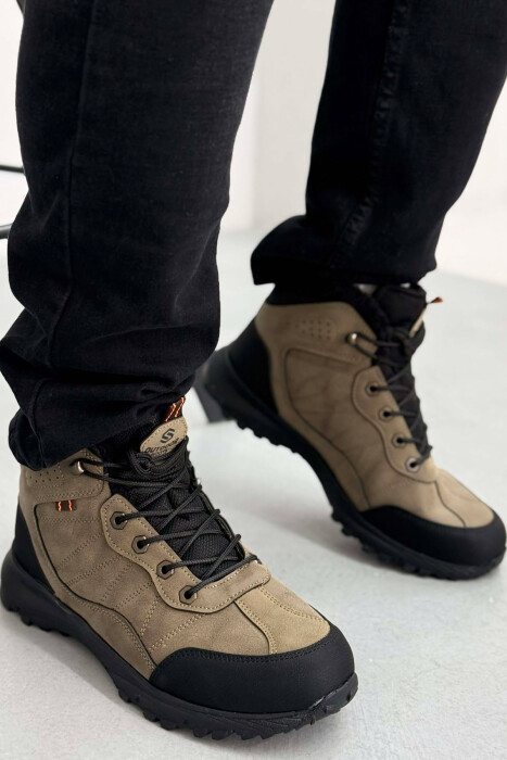 FLUFFY HIGH NECK MEN SHOES LIGHT BROWN/KAZB - KLAUDIO FASHION