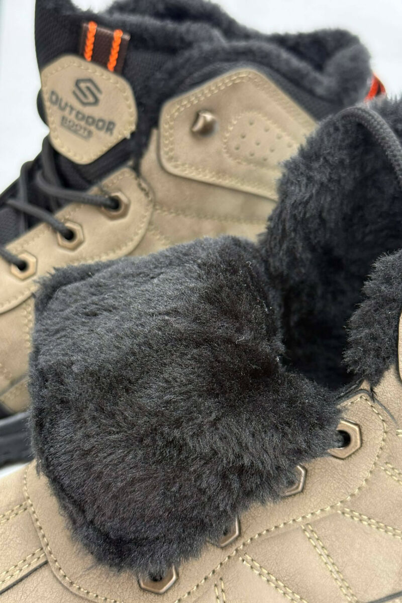 FLUFFY HIGH NECK MEN SHOES LIGHT BROWN/KAZB - 2