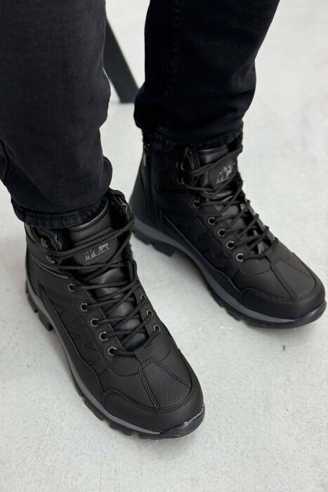 FLUFFY HIGH NECK MEN WINTER SHOES BLACK/ E ZEZE - 4