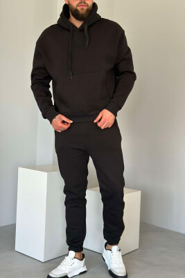 FLUFFY HODDIE + SWEATPANTS SIMPLE MAN SET BLACK/ E ZEZE 