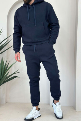 FLUFFY HODDIE + SWEATPANTS SIMPLE MAN SET DARK BLUE/BEE 