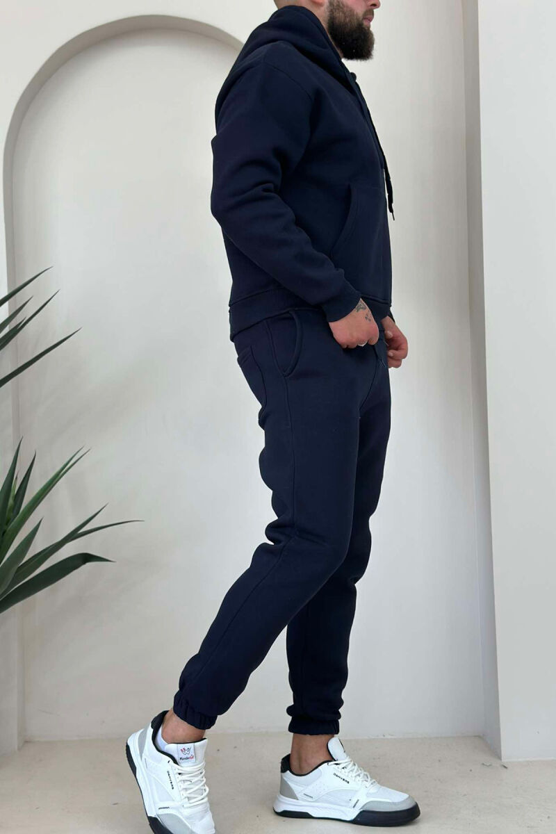 FLUFFY HODDIE + SWEATPANTS SIMPLE MAN SET DARK BLUE/BEE - 3