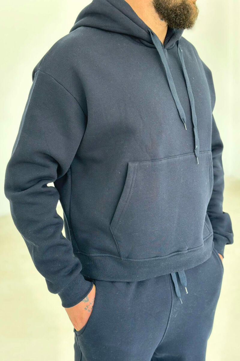 FLUFFY HODDIE + SWEATPANTS SIMPLE MAN SET DARK BLUE/BEE - 4