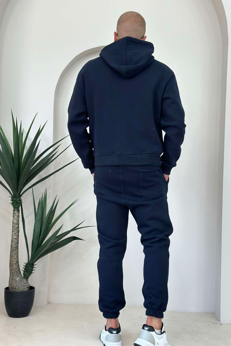 FLUFFY HODDIE + SWEATPANTS SIMPLE MAN SET DARK BLUE/BEE - 5