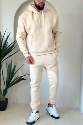 FLUFFY HODDIE + SWEATPANTS SIMPLE MAN SET LIGHT BEIGE/BZHZB 