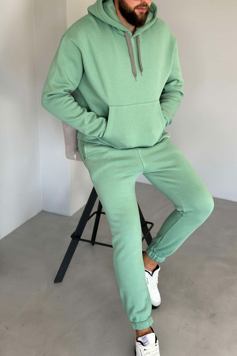 FLUFFY HODDIE + SWEATPANTS SIMPLE MAN SET MINT/MENTE - 2