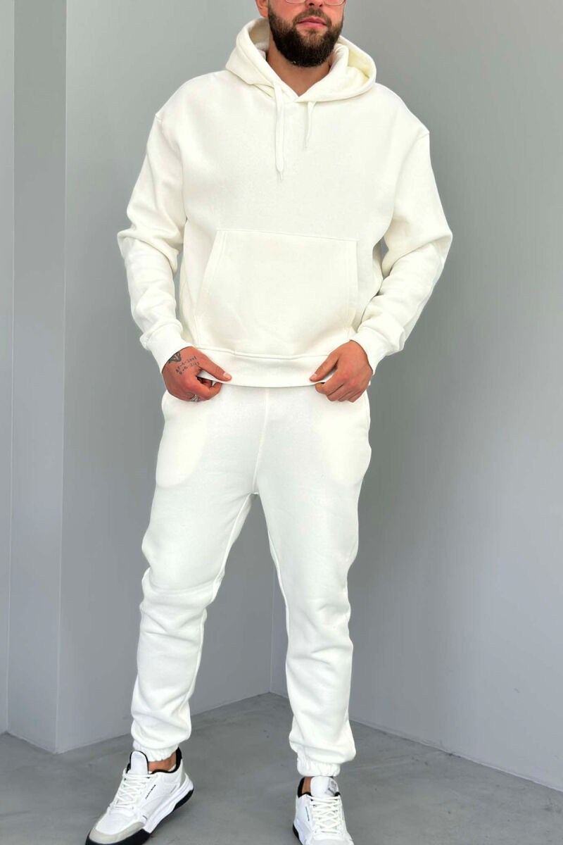 FLUFFY HODDIE + SWEATPANTS SIMPLE MAN SET WHITE-E BARDHE - 2