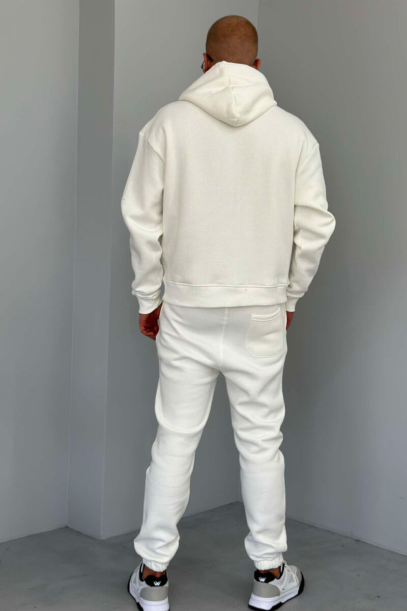 FLUFFY HODDIE + SWEATPANTS SIMPLE MAN SET WHITE-E BARDHE - 4