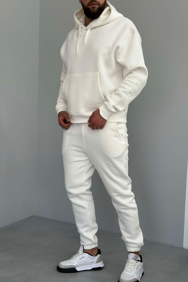 FLUFFY HODDIE + SWEATPANTS SIMPLE MAN SET WHITE-E BARDHE - 5