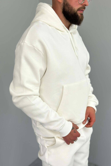 FLUFFY HODDIE + SWEATPANTS SIMPLE MAN SET WHITE-E BARDHE - 7