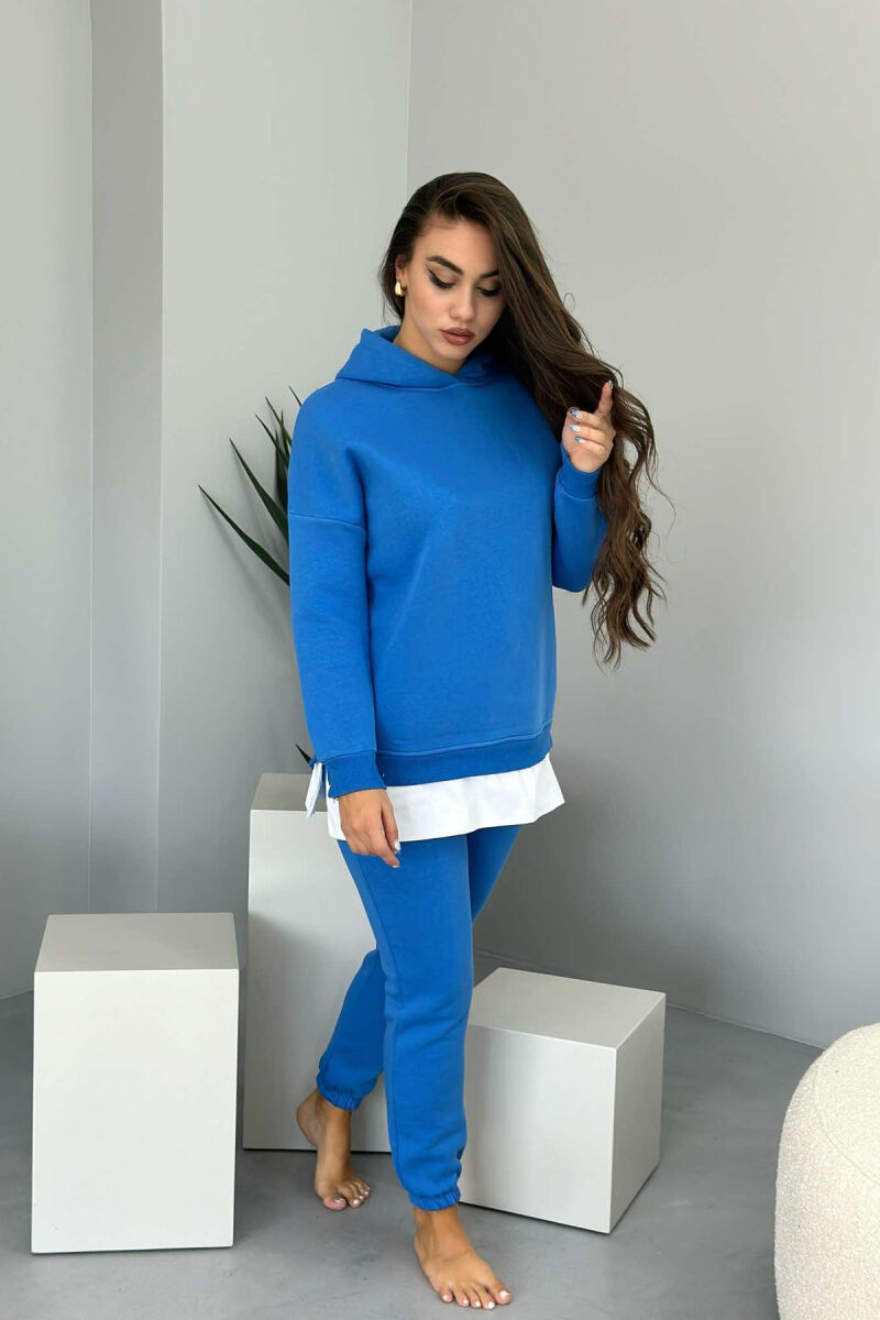 FLUFFY HOOD COTTON WOMAN SET BLUE/BLU - 3