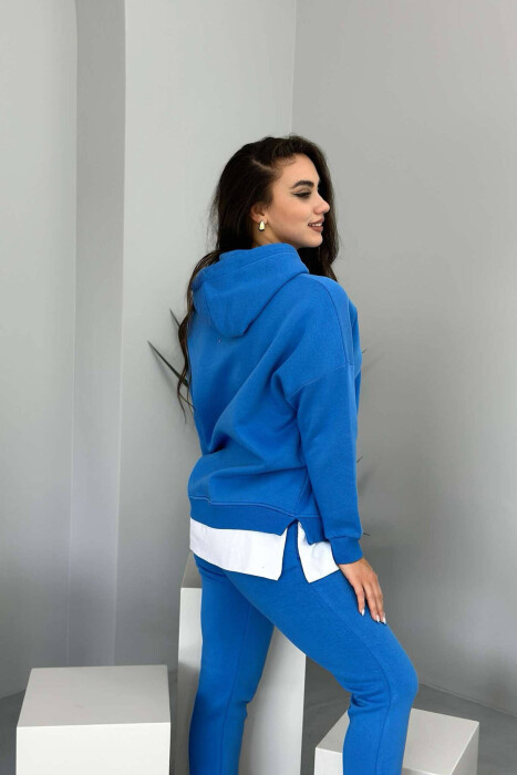 FLUFFY HOOD COTTON WOMAN SET BLUE/BLU - 4