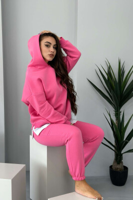 FLUFFY HOOD COTTON WOMAN SET PINK/ROZE 