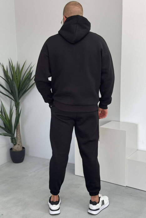 FLUFFY HOODIE+JOGGERS MEN SET IN BLACK COLOR - 5