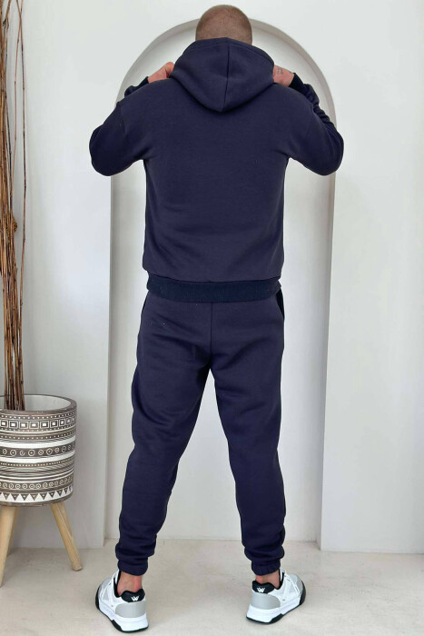 FLUFFY HOODIE+JOGGERS MEN SET IN DARK BLUE COLOR - 3