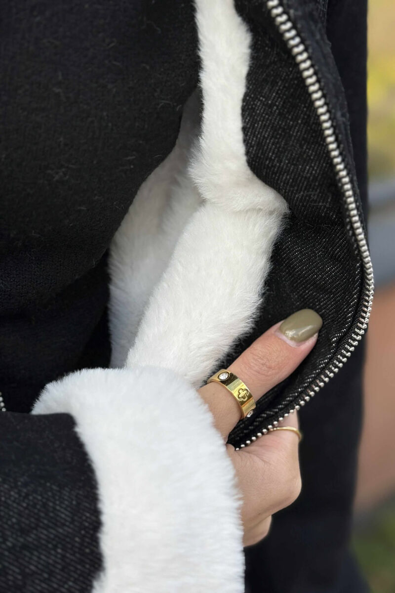 FLUFFY INTERIOR DESIGN WOMEN DENIM JACKET BLACK/ E ZEZE - 3