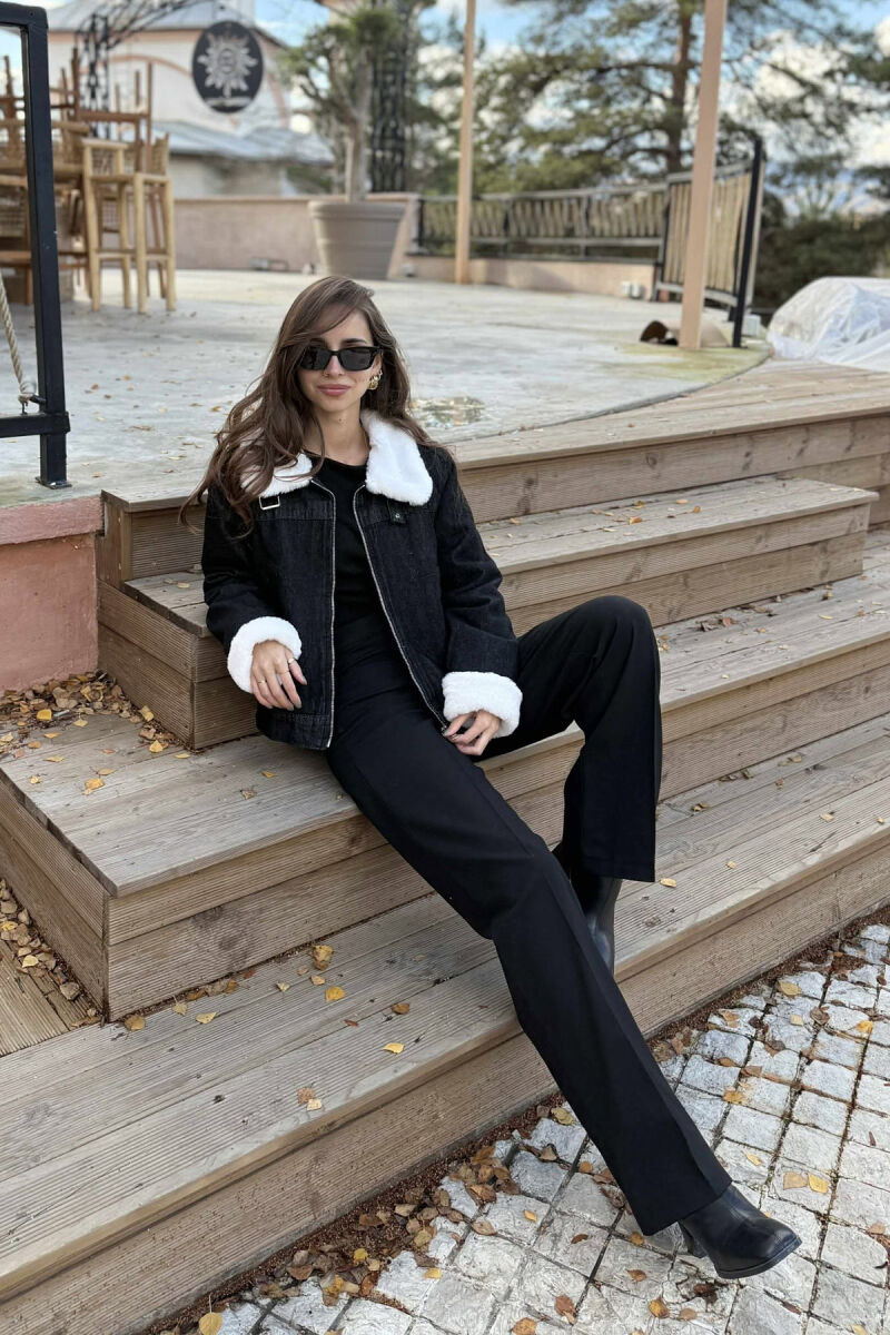 FLUFFY INTERIOR DESIGN WOMEN DENIM JACKET BLACK/ E ZEZE - 5