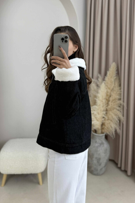 FLUFFY INTERIOR DESIGN WOMEN DENIM JACKET BLACK/ E ZEZE - 8