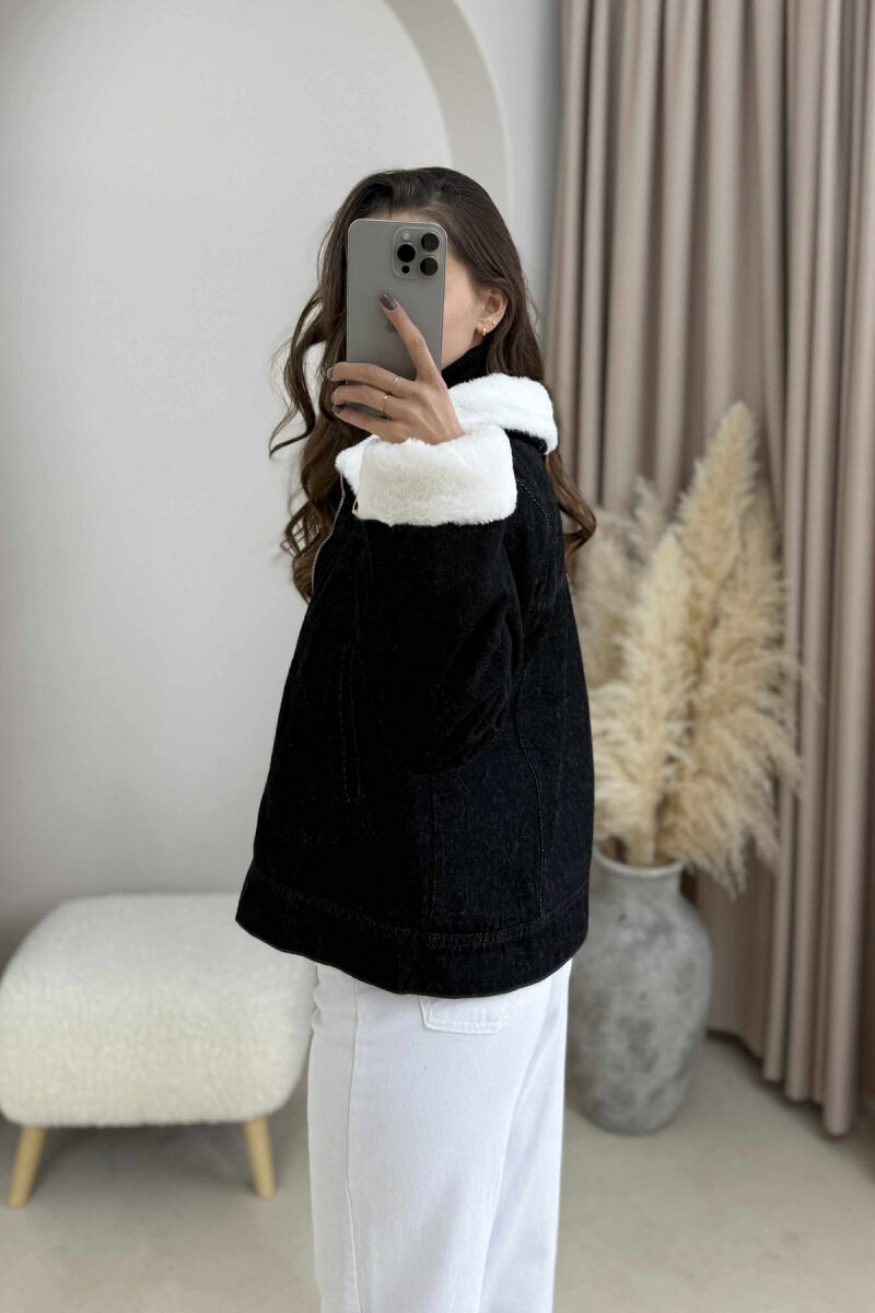 FLUFFY INTERIOR DESIGN WOMEN DENIM JACKET BLACK/ E ZEZE - 8