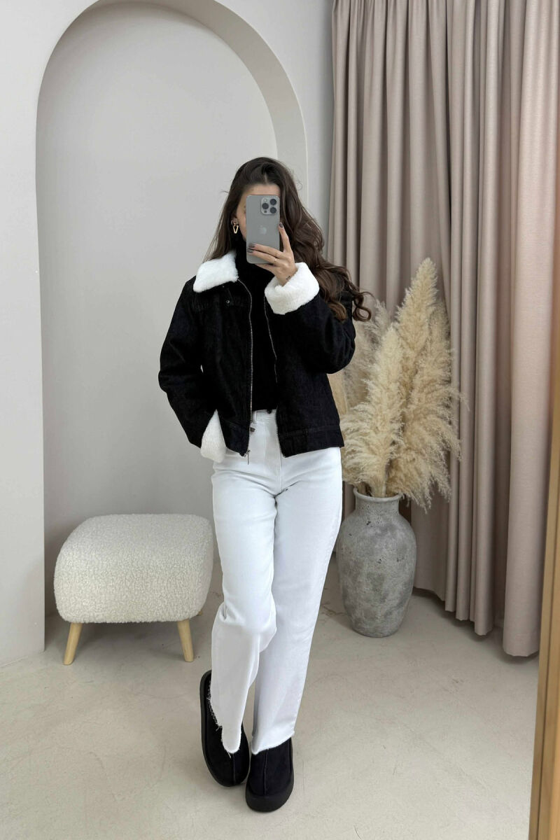 FLUFFY INTERIOR DESIGN WOMEN DENIM JACKET BLACK/ E ZEZE - 9