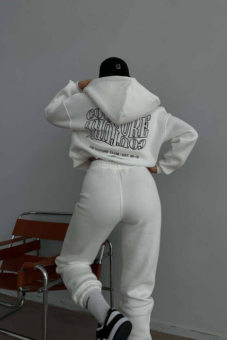 FLUFFY JACKET+SWEATPANTS COTTON WOMAN SET WHITE-E BARDHE - 6