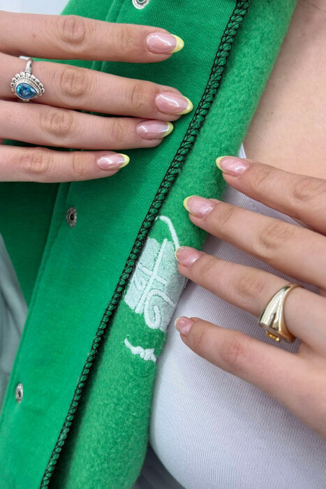 FLUFFY LA LOGO WOMEN JACKET WHITE/GREEN-BAJE - 2
