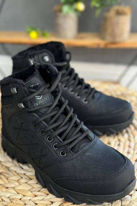 FLUFFY LACING WOMAN BOOTS BLACK/ E ZEZE - KLAUDIO FASHION