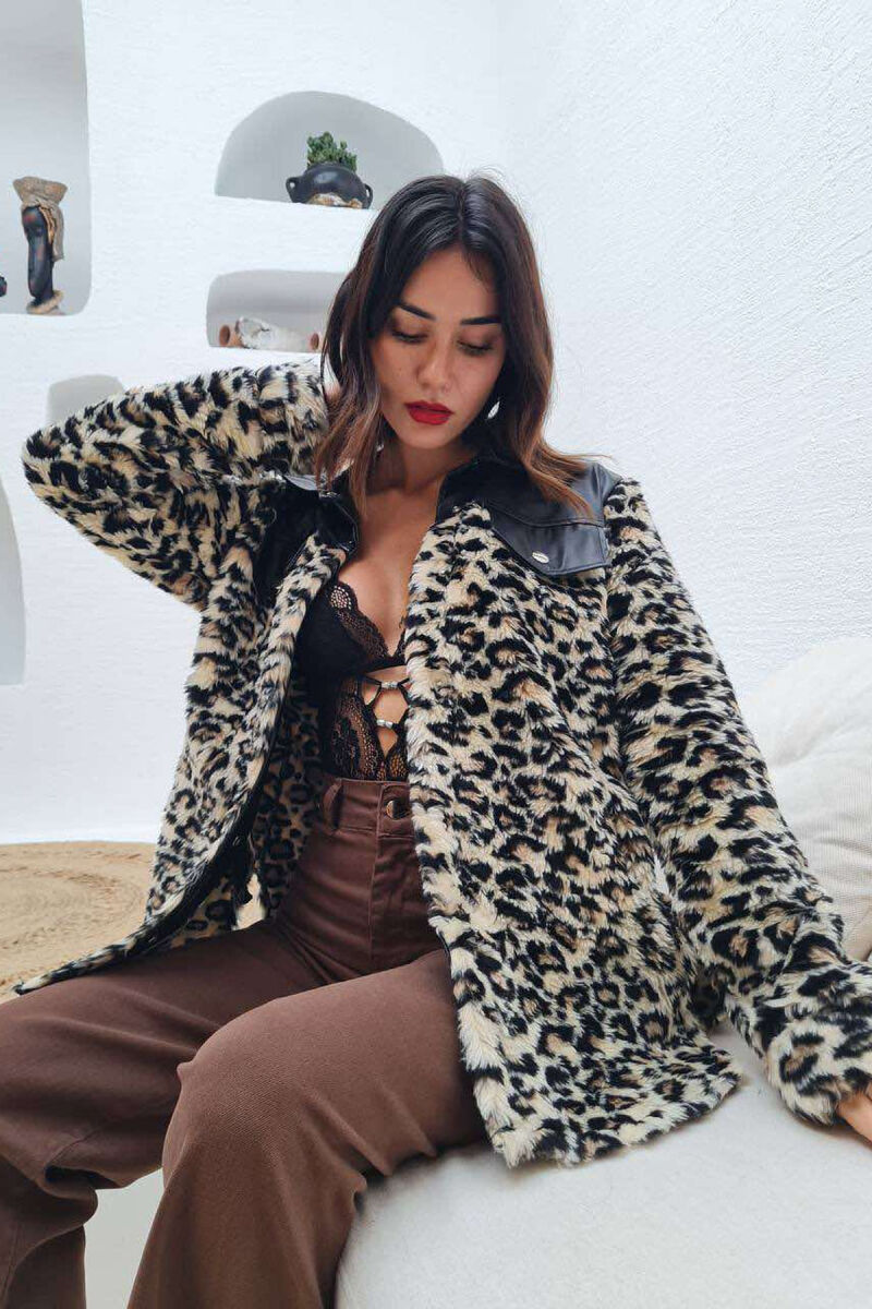 FLUFFY LEOPARD PATTERN WOMAN JACKET LEO/LEOPARD - 3