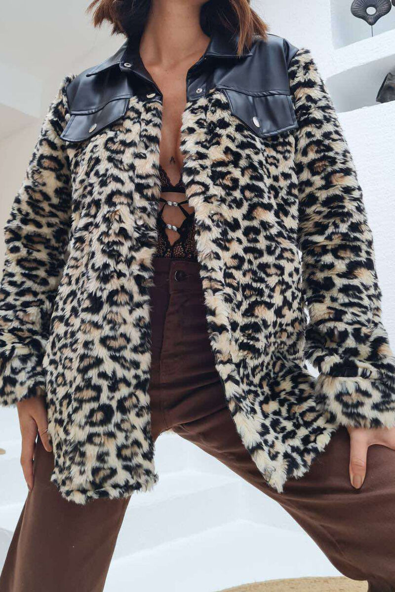 FLUFFY LEOPARD PATTERN WOMAN JACKET LEO/LEOPARD - 4