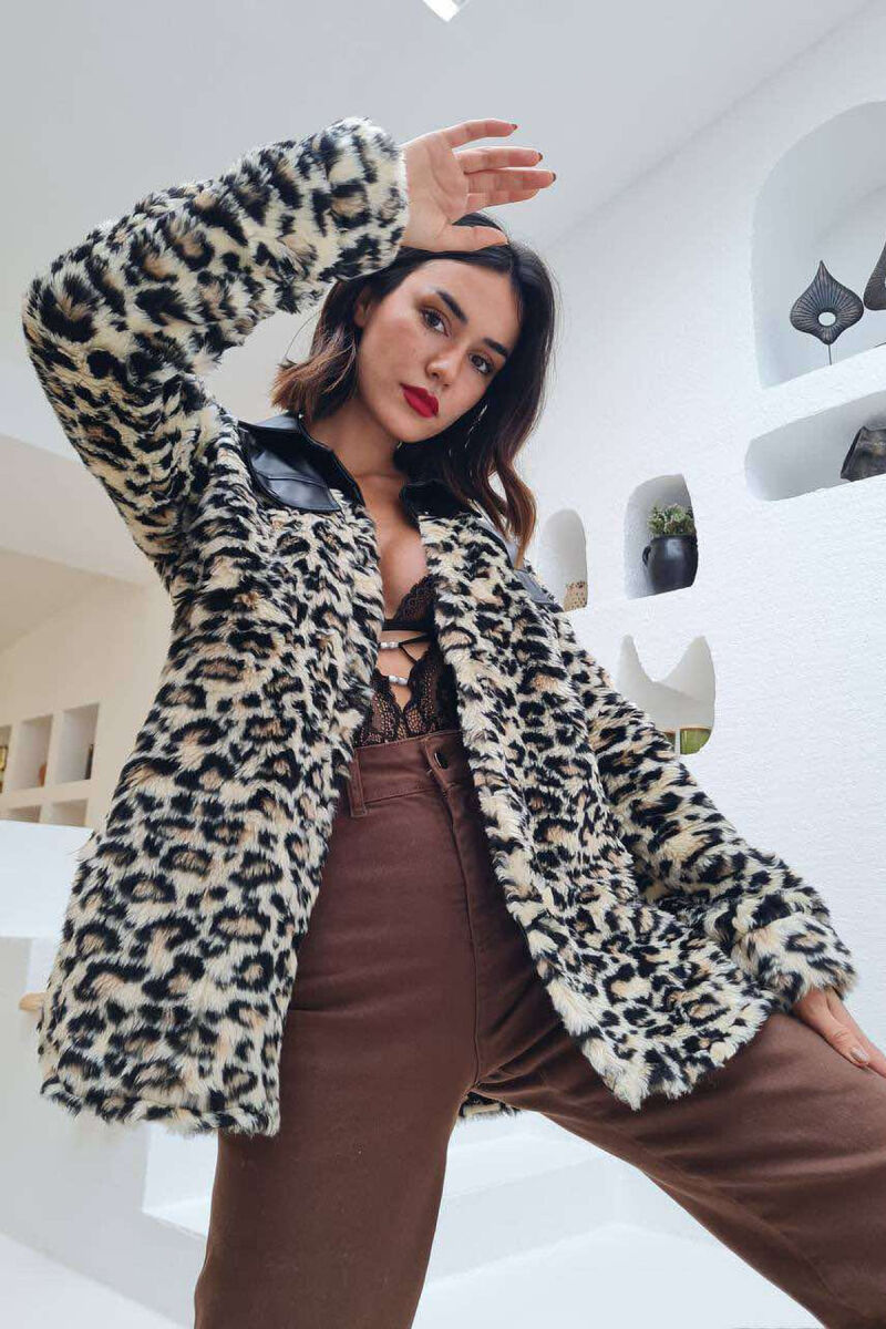 FLUFFY LEOPARD PATTERN WOMAN JACKET LEO/LEOPARD - 5