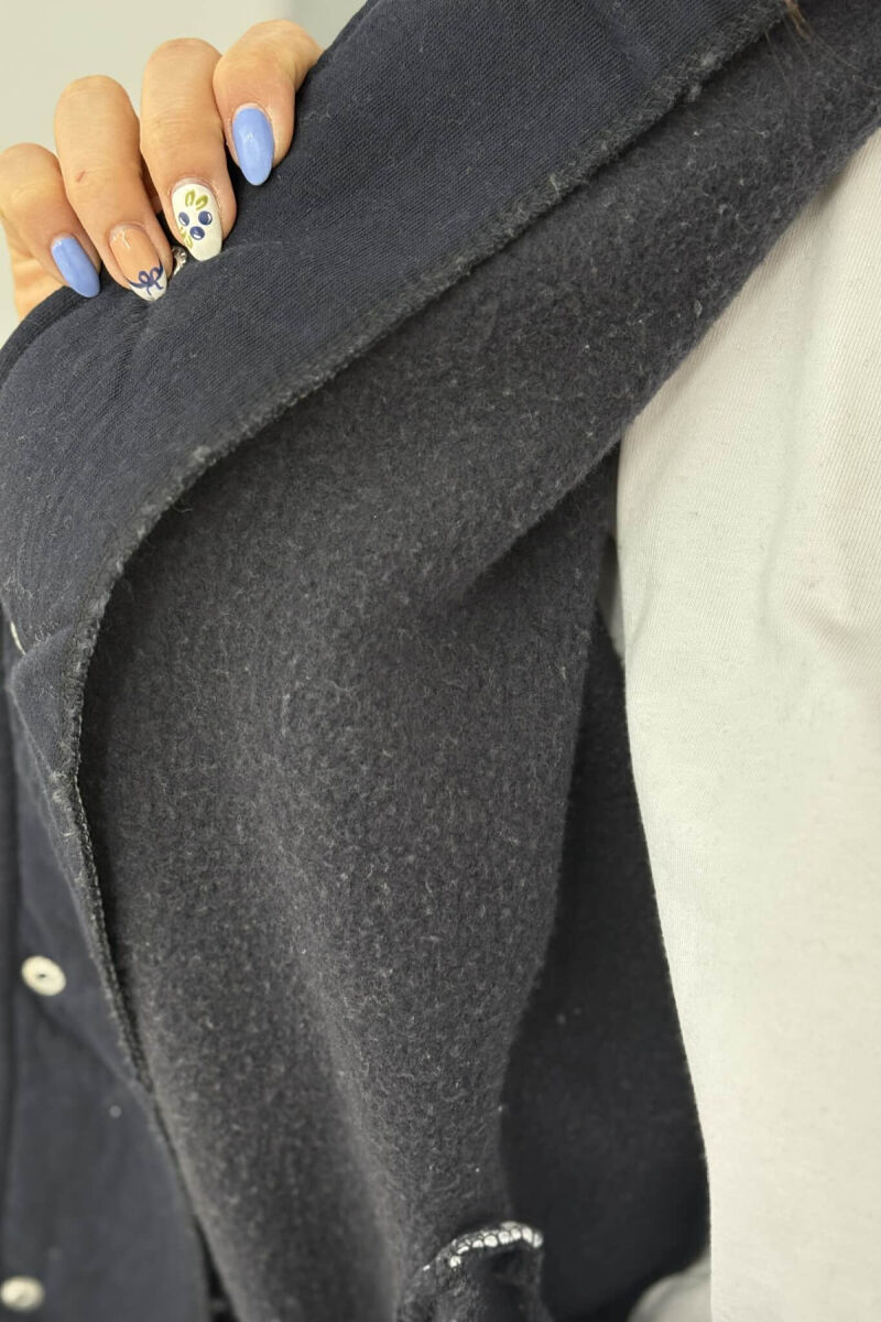 FLUFFY LETTER A FRONT LOGO WOMEN JACKET DARK BLUE/BEE - 3