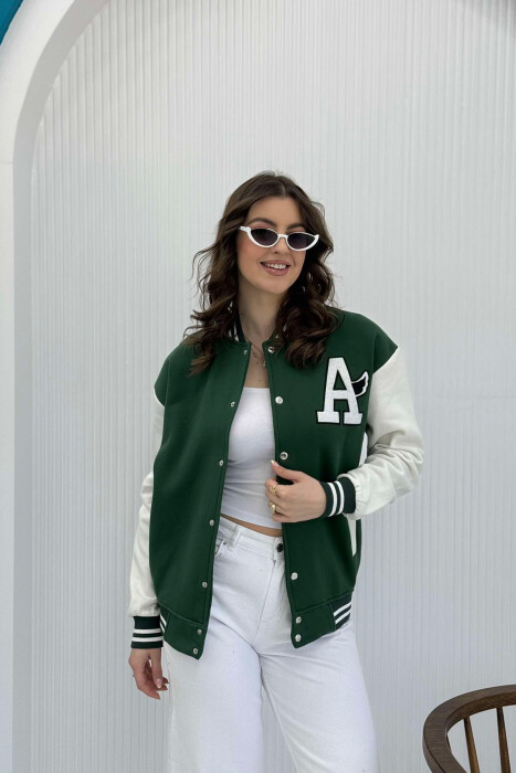 FLUFFY LETTER A FRONT LOGO WOMEN JACKET DARK GREEN/JEE 