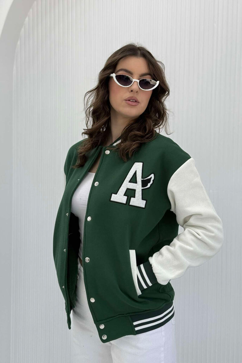 FLUFFY LETTER A FRONT LOGO WOMEN JACKET DARK GREEN/JEE - 2
