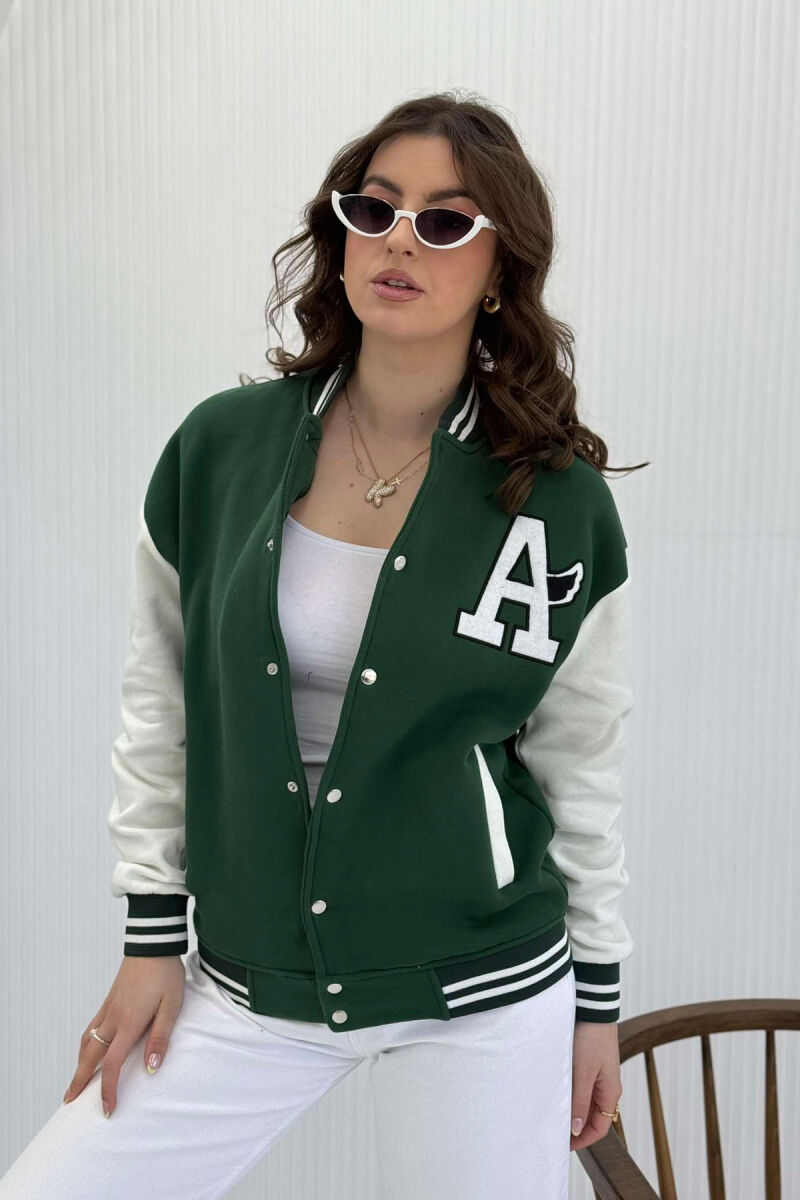 FLUFFY LETTER A FRONT LOGO WOMEN JACKET DARK GREEN/JEE - 5