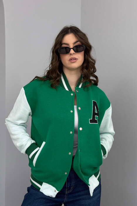 FLUFFY LETTER A FRONT LOGO WOMEN JACKET GREEN/JESHILE - 2