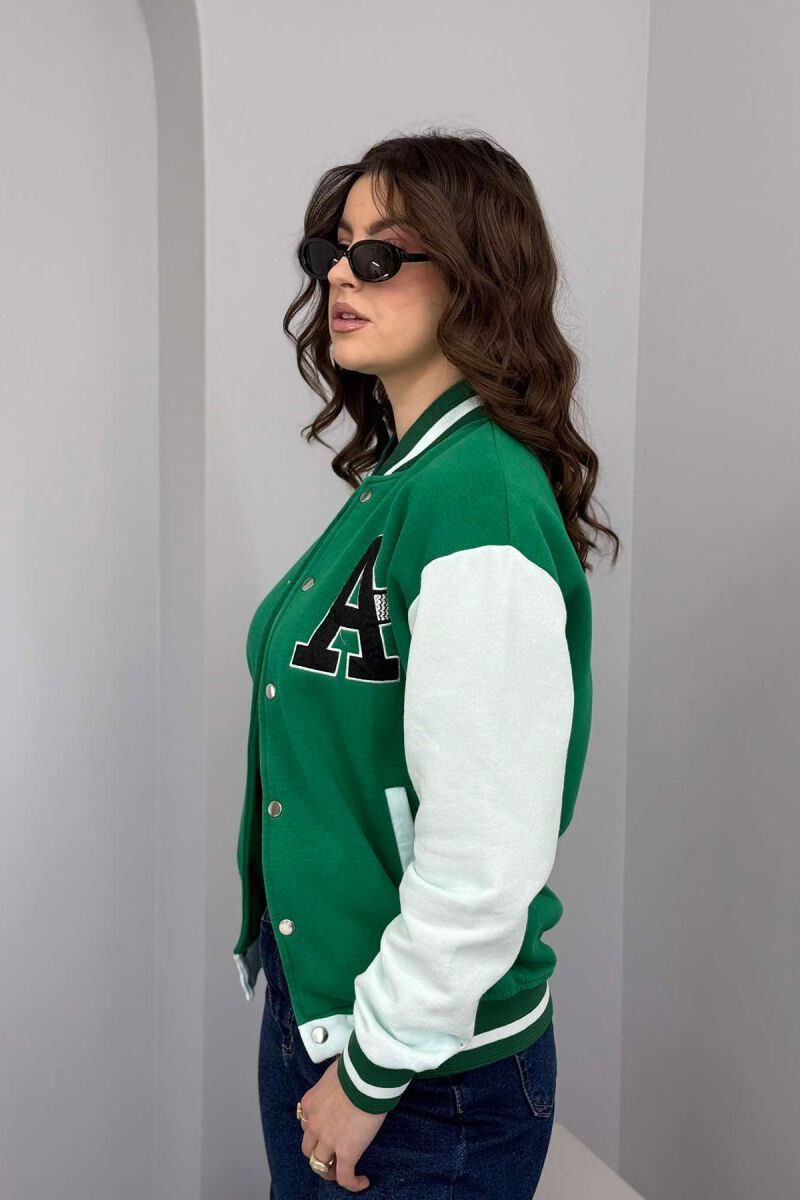 FLUFFY LETTER A FRONT LOGO WOMEN JACKET GREEN/JESHILE - 4