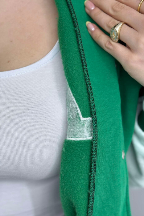 FLUFFY LETTER A FRONT LOGO WOMEN JACKET GREEN/JESHILE - 5