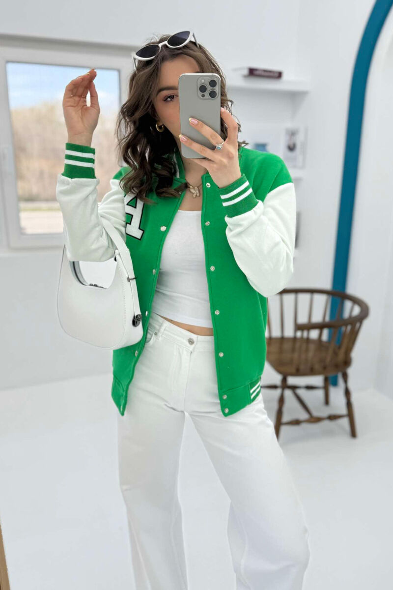 FLUFFY LETTER A FRONT LOGO WOMEN JACKET LIGHT GREEN/JEZB - 2