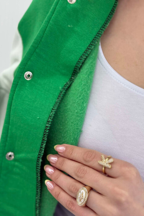 FLUFFY LETTER A FRONT LOGO WOMEN JACKET LIGHT GREEN/JEZB - 6