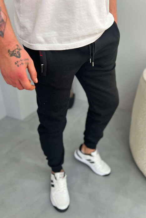 ONE COLOR FLUFFY MEN SWEATPANTS BLACK/ E ZEZE - 1