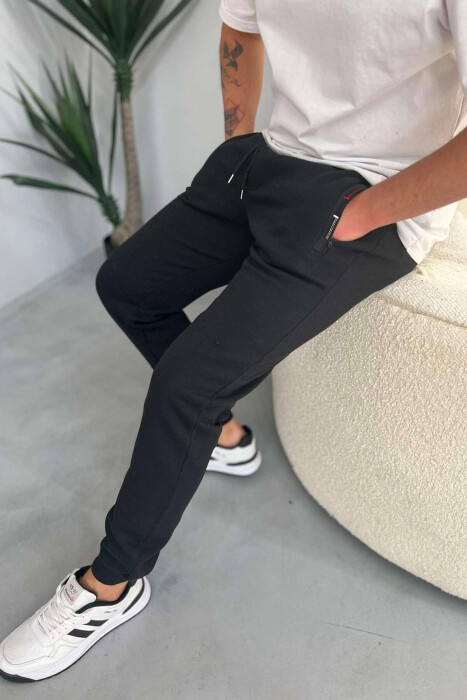 ONE COLOR FLUFFY MEN SWEATPANTS BLACK/ E ZEZE - 2