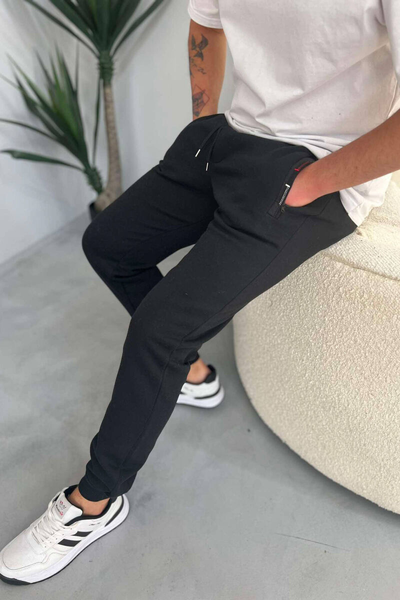 ONE COLOR FLUFFY MEN SWEATPANTS BLACK/ E ZEZE - 2