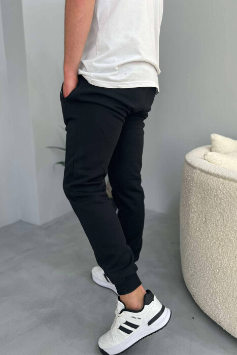 ONE COLOR FLUFFY MEN SWEATPANTS BLACK/ E ZEZE - 4