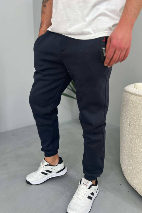 ONE COLOR FLUFFY MEN SWEATPANTS BLUE/BLU - 1