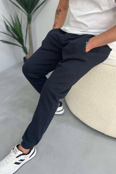 ONE COLOR FLUFFY MEN SWEATPANTS BLUE/BLU - 2